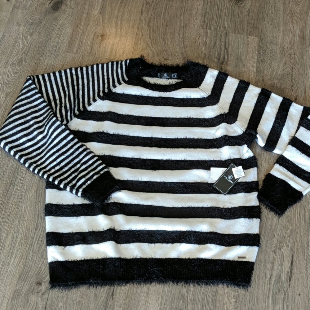 Bombshell Black and White Fuzzy Sweater - NWT